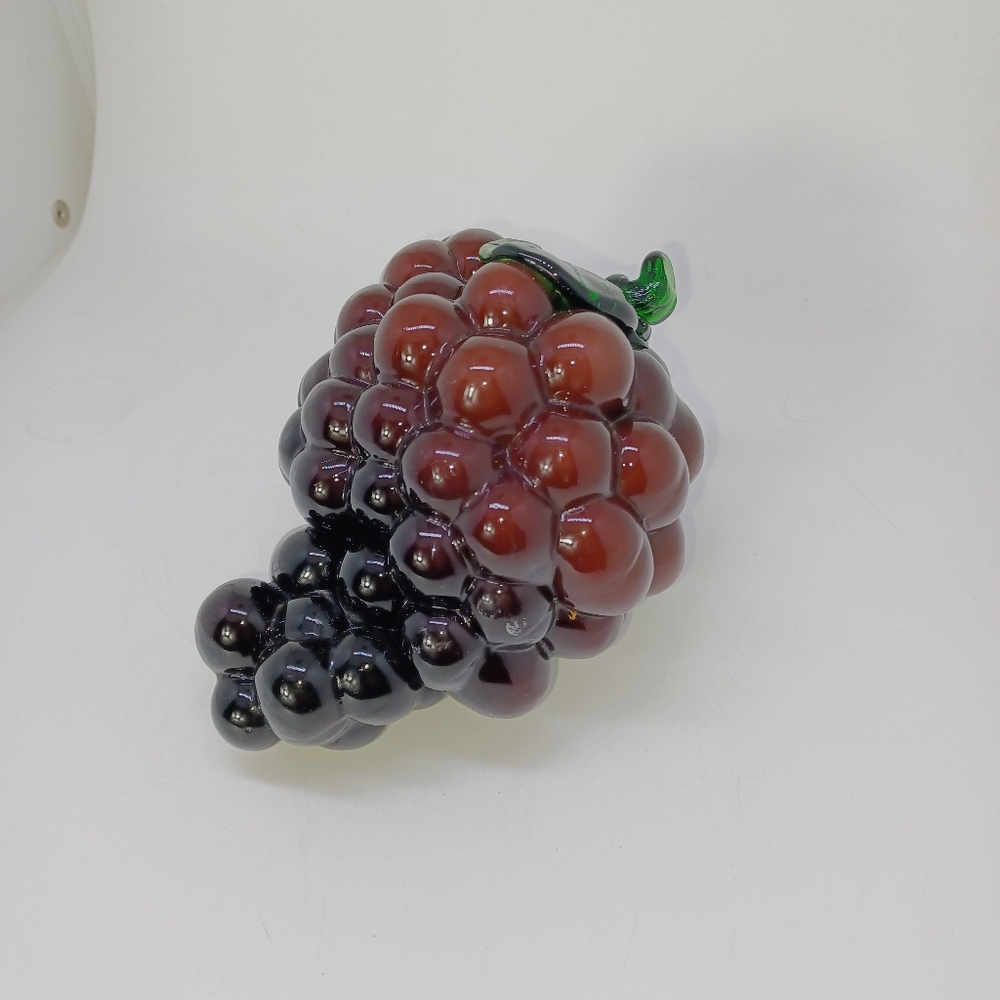 Vintage Hand Blown Glass Grapes Grape Bunch Life Size Fruit Murano Style